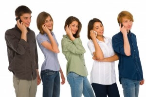 teens chatting on phones